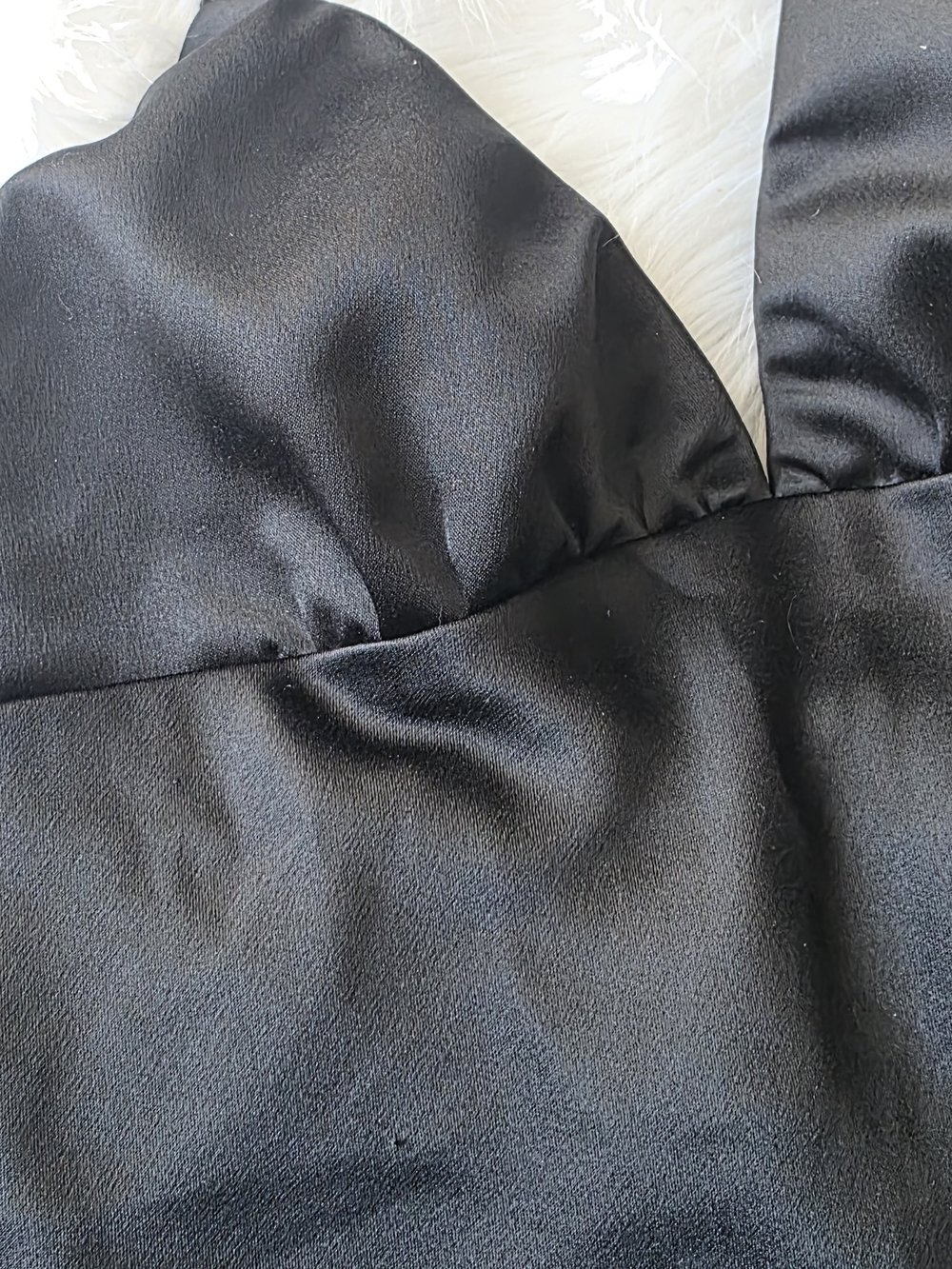 Black Satin Halter Cropped Top - Women Size S - Picture 2 of 4